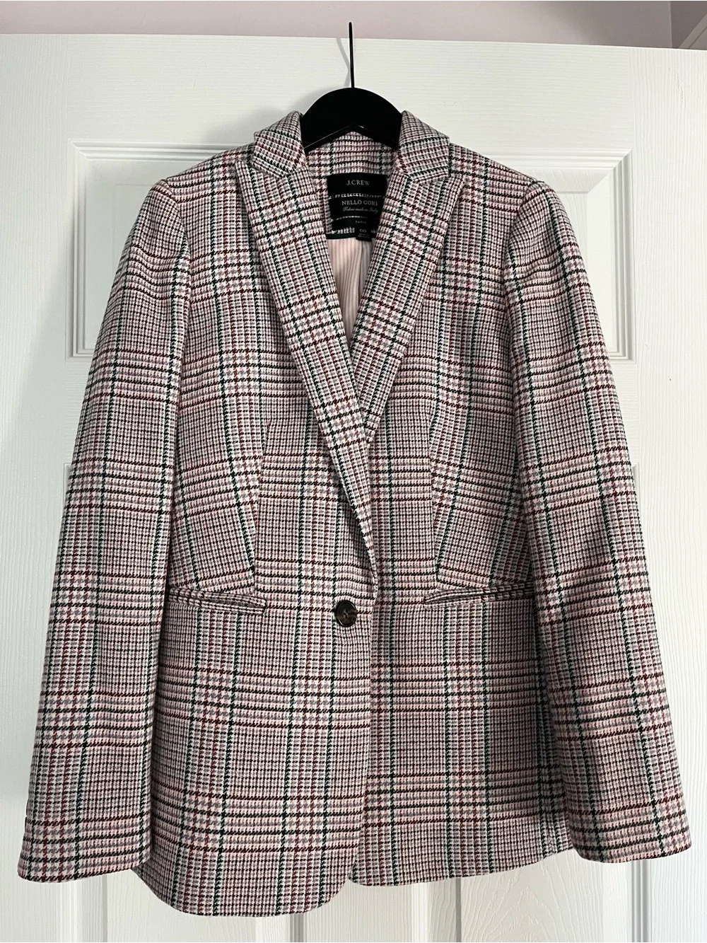 J.Crew Like New Parke Blazer Ivory Plaid Italian Wool AQ234 Size 00